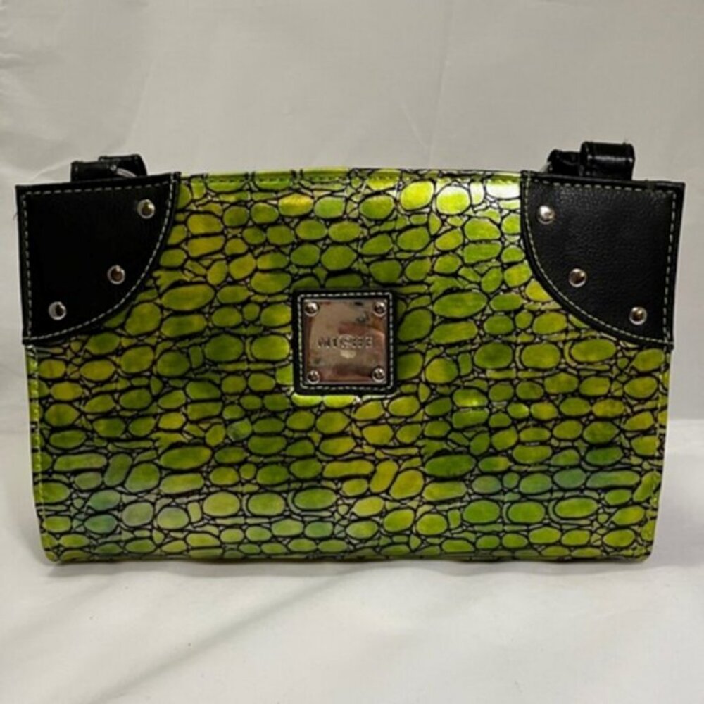 Retro Miche Purse Cover, Bright Green Faux Skin Purse Cover, Miche Purse
